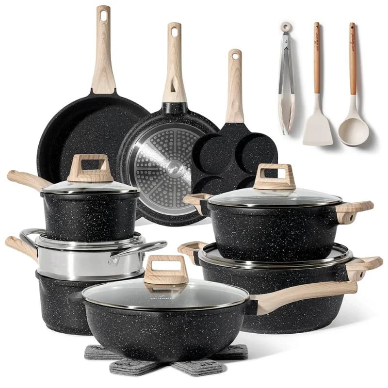 Just Perfecto JL-722 Batterie de cuisine 21 pièces en granit - noir