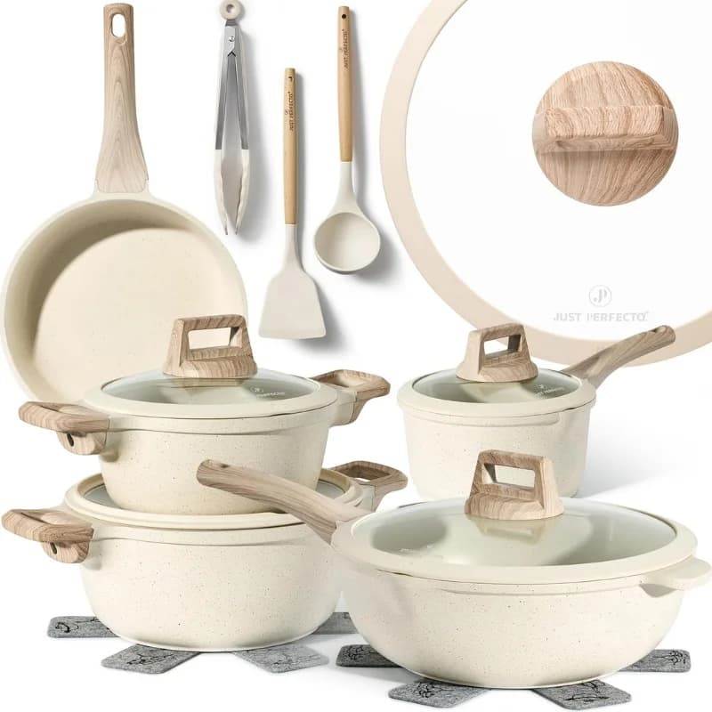 Just Perfecto JL-888: 14-teiliges Granit-Topfset - Beige
