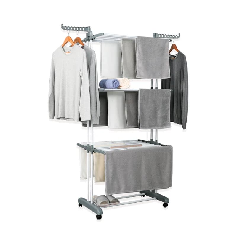Herzberg HG-8034GRY Kledingrek op wielen - Grau