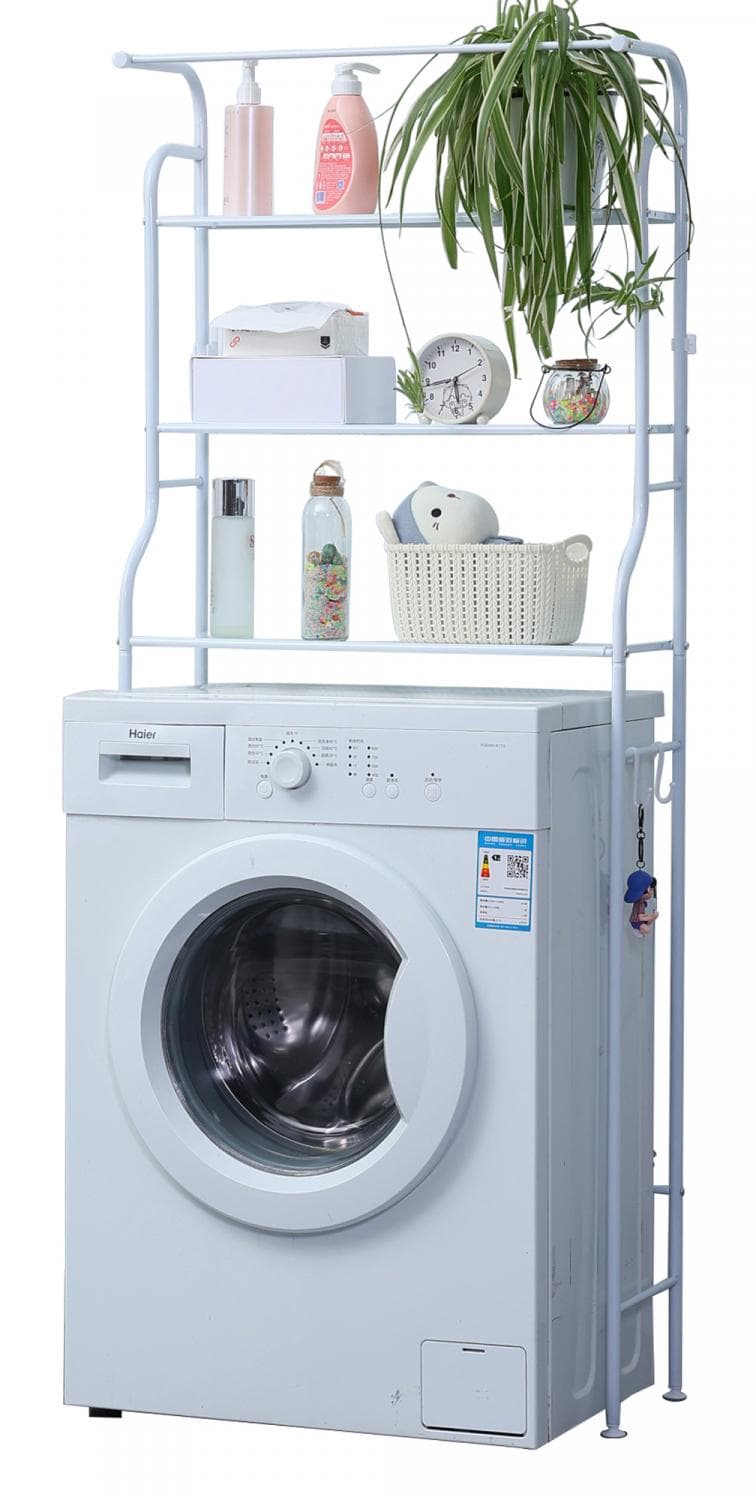 Herzberg HG-03572 Regal mit 3 Ebenen für Waschmaschine und Bad, weiß