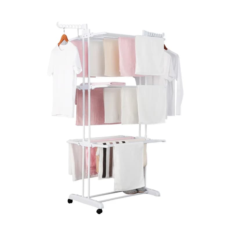 Herzberg HG-8034WHT Mobile Clothes Rack - White