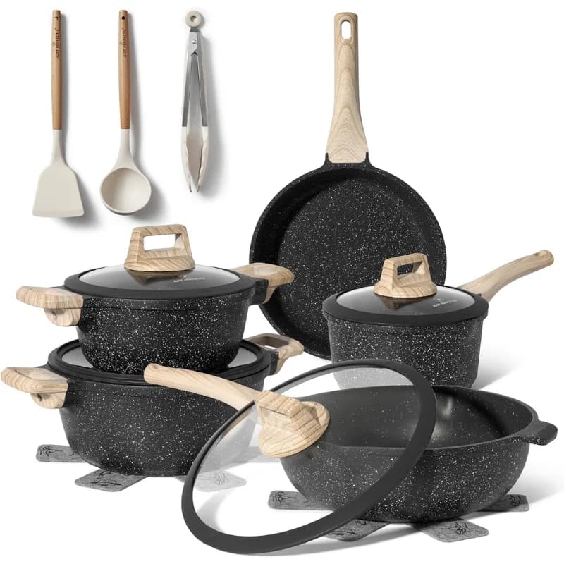 Just Perfecto JL-889 batterie de cuisine en granit 14 pièces - noir