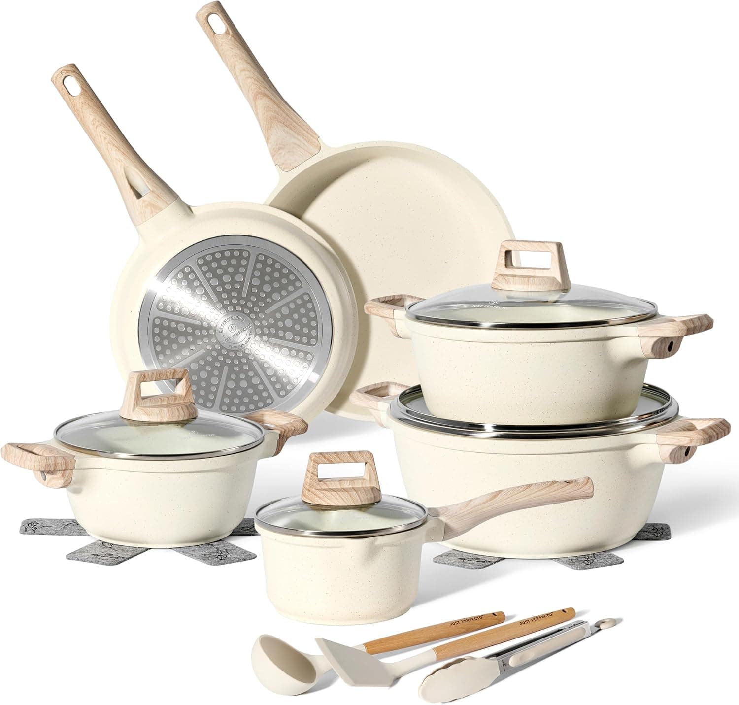 Just Perfecto JL-28 15-delige granieten pannenset - beige