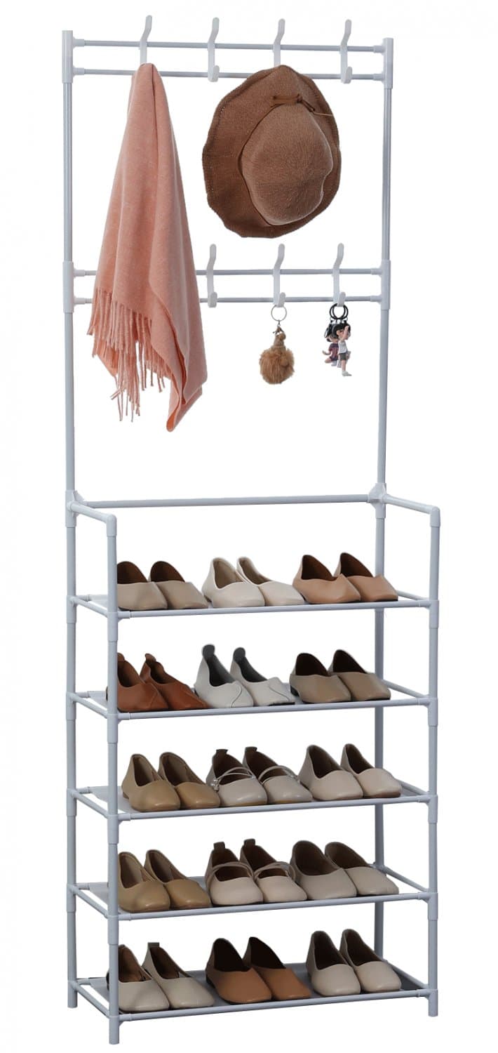 Herzberg Garderobenständer mit 5 Schuhablagen - 60x173cm
