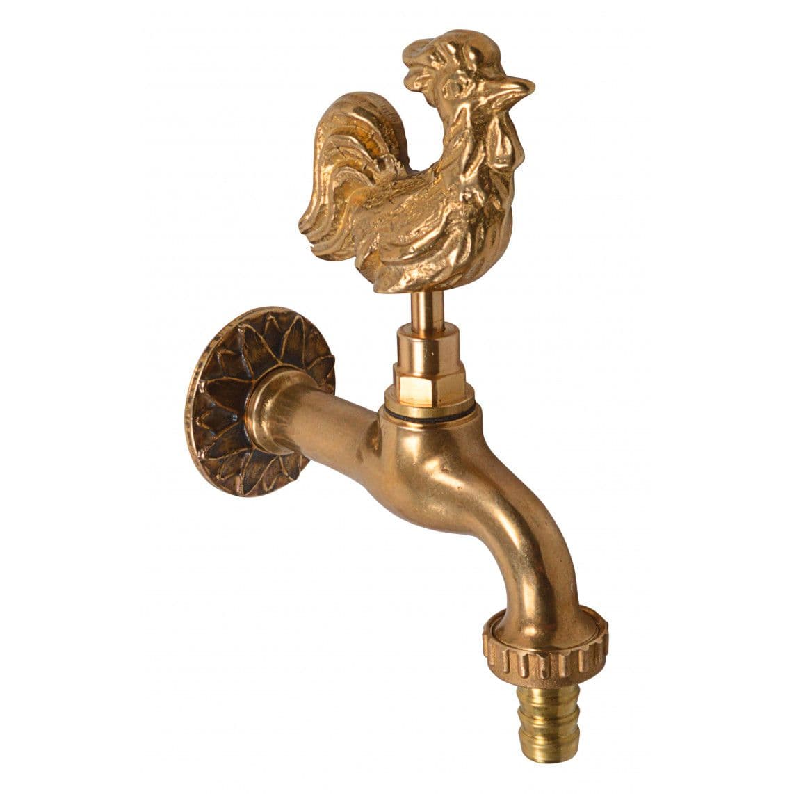 98618473 Outlet valve with cock handle, brass patinated, 1/2" male x 3/4" male x 1/2" sleeve vue 1
