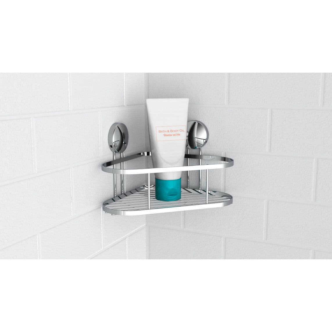 BA0200 Douche planchet, chroom, hoekig, om te lijmen of schroeven vue 1
