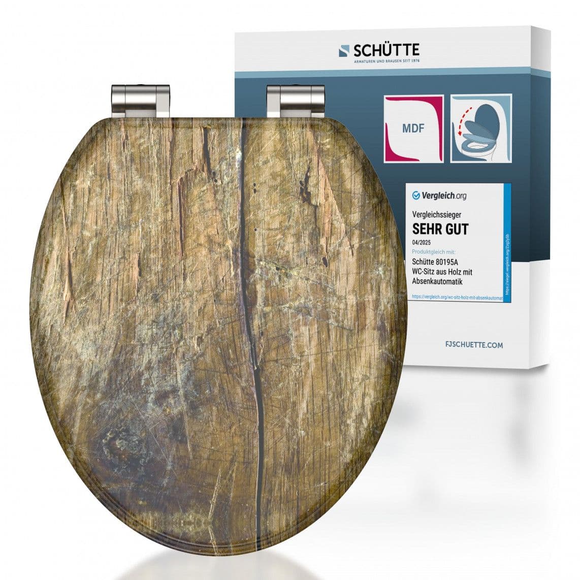 80124 MDF WC-zitting SOLID WOOD, met valrem vue 1