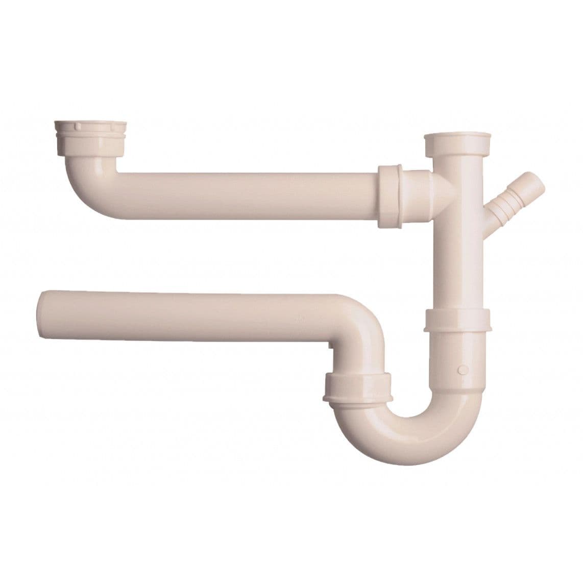 98833348 KS buissifon voor dubbele spoelbak, wit, 1 1/2"BI x 40 mm, met 3/4" toestelaansluiting vue 1