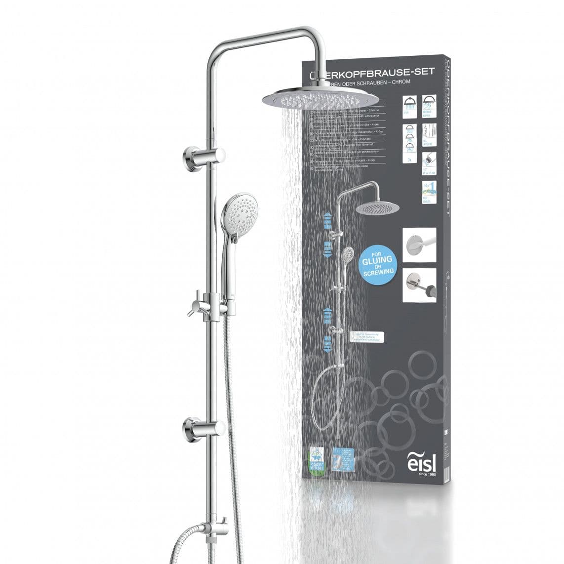 DX12009 Regendouche set om te lijmen, chroom vue 1
