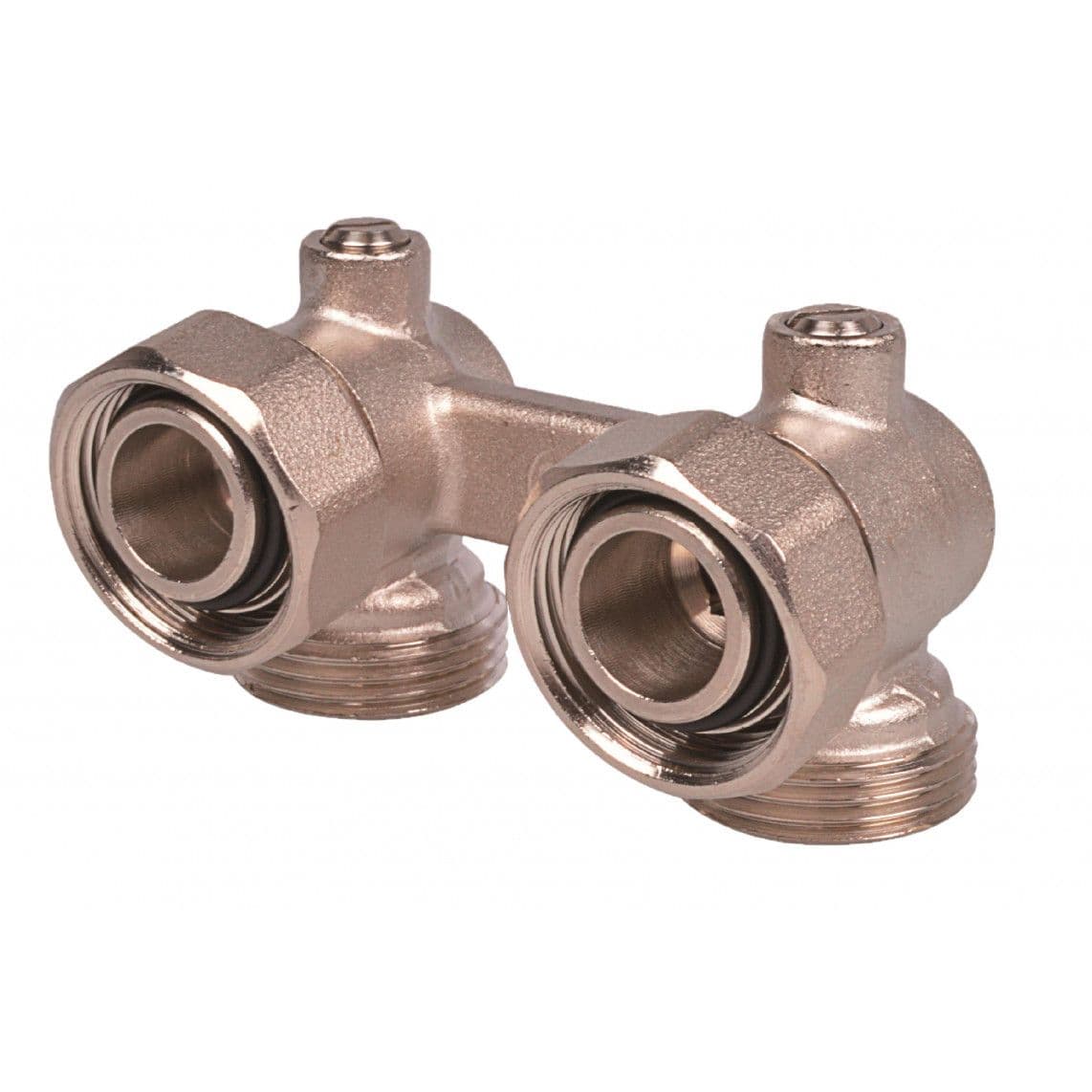 988526255 MS H-blok stopkraaan 90°, vernikkeld, 3/4" Eurocone x 3/4"BI, haaks vue 1