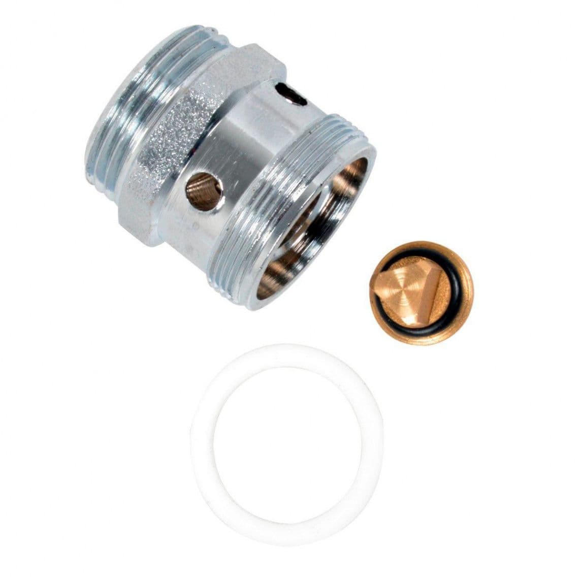 98631120 MS terugslagklep, chroom, M28AG x 3/4"BU, met Buisbeluchter vue 1