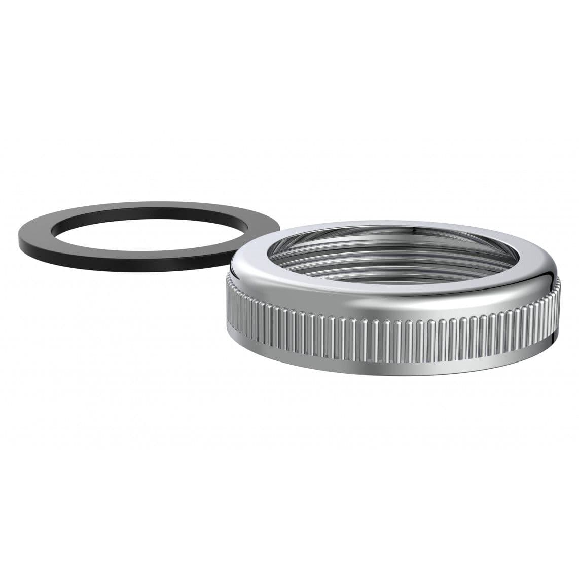 988012148 gekartelde moer, chroom, 1 1/4", met afdichting vue 1
