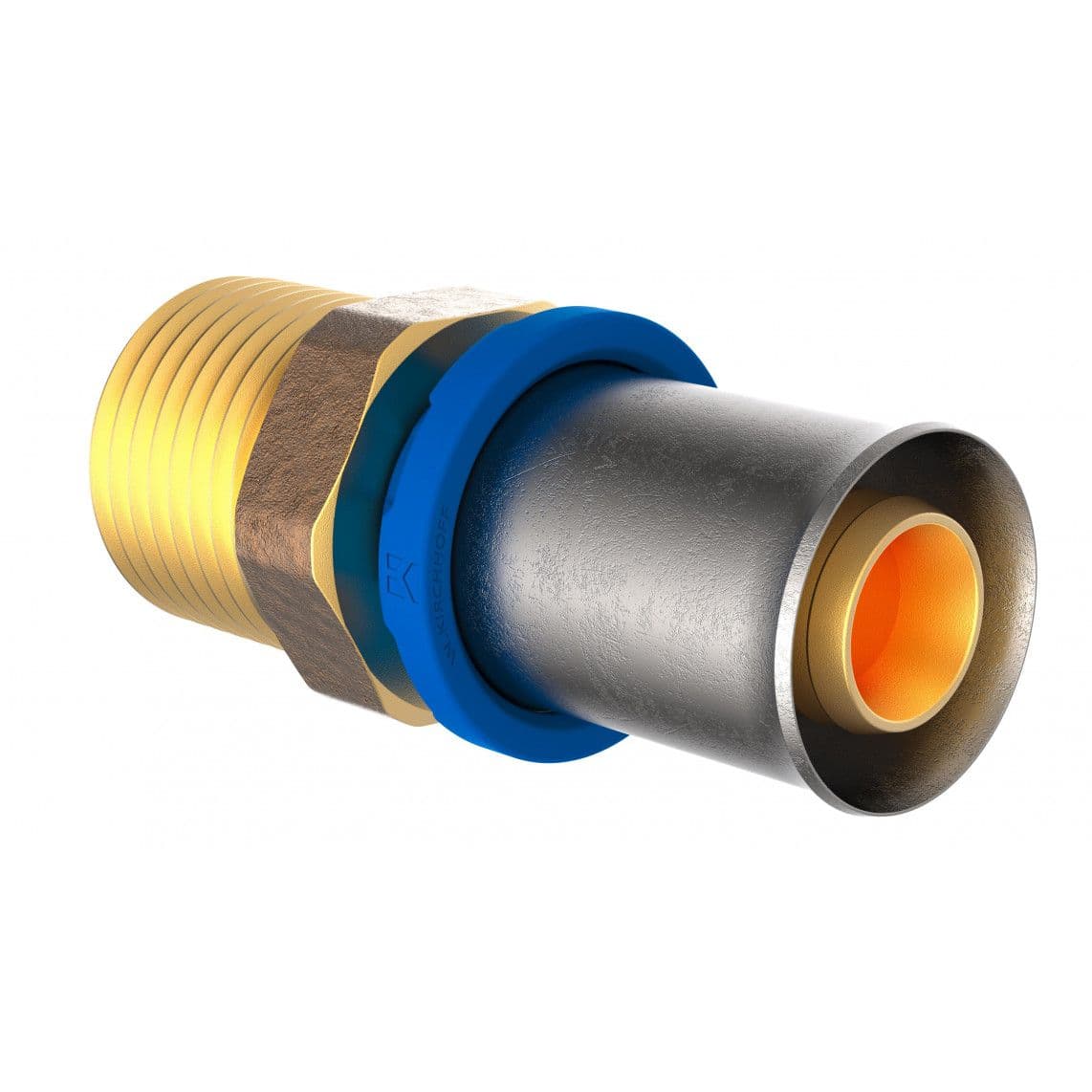 988712255 Transition piece, brass, 20 mm x 1/2" male, press fitting for multilayer pipe vue 1