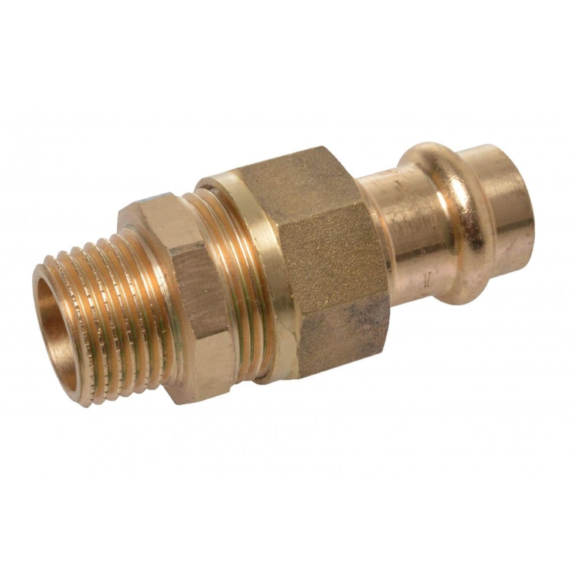 988627854 Screw connection, press fitting for copper V-profile, 22 mm x 1" male, flat sealing, 1 socket vue 1