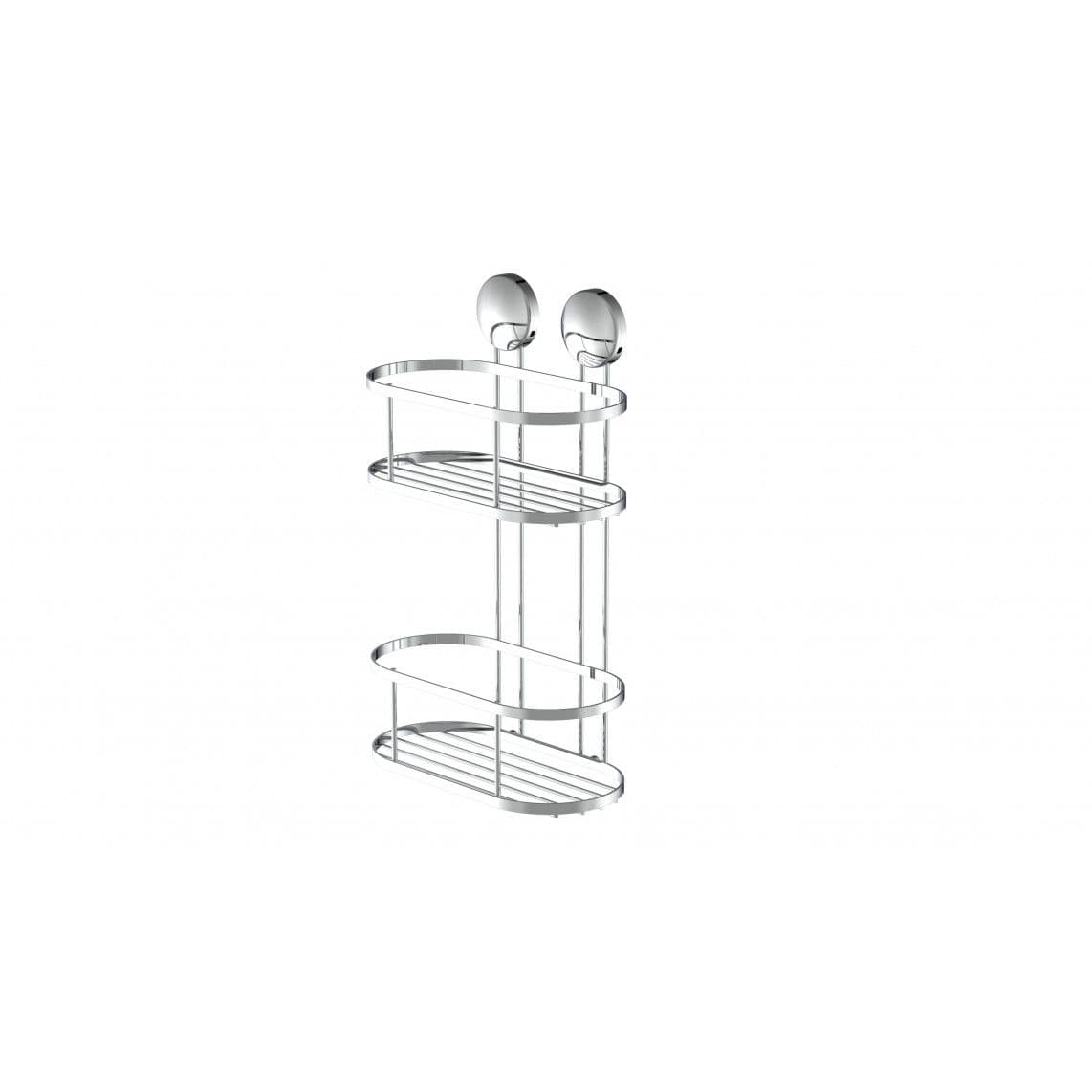 BA0204 Shower wall tray, chrome, for glueing and screwing, 2 tiers vue 1