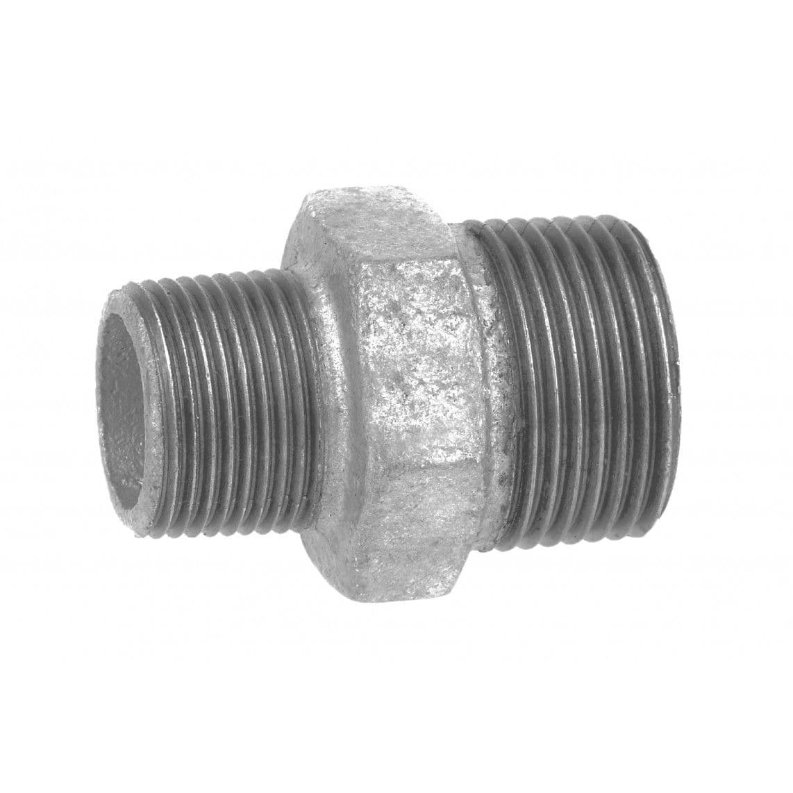 989791060 GI dubbele verloopnippel, gegalvaniseerd, 1/2"BU x 3/8"BU, (245) (5x) vue 1