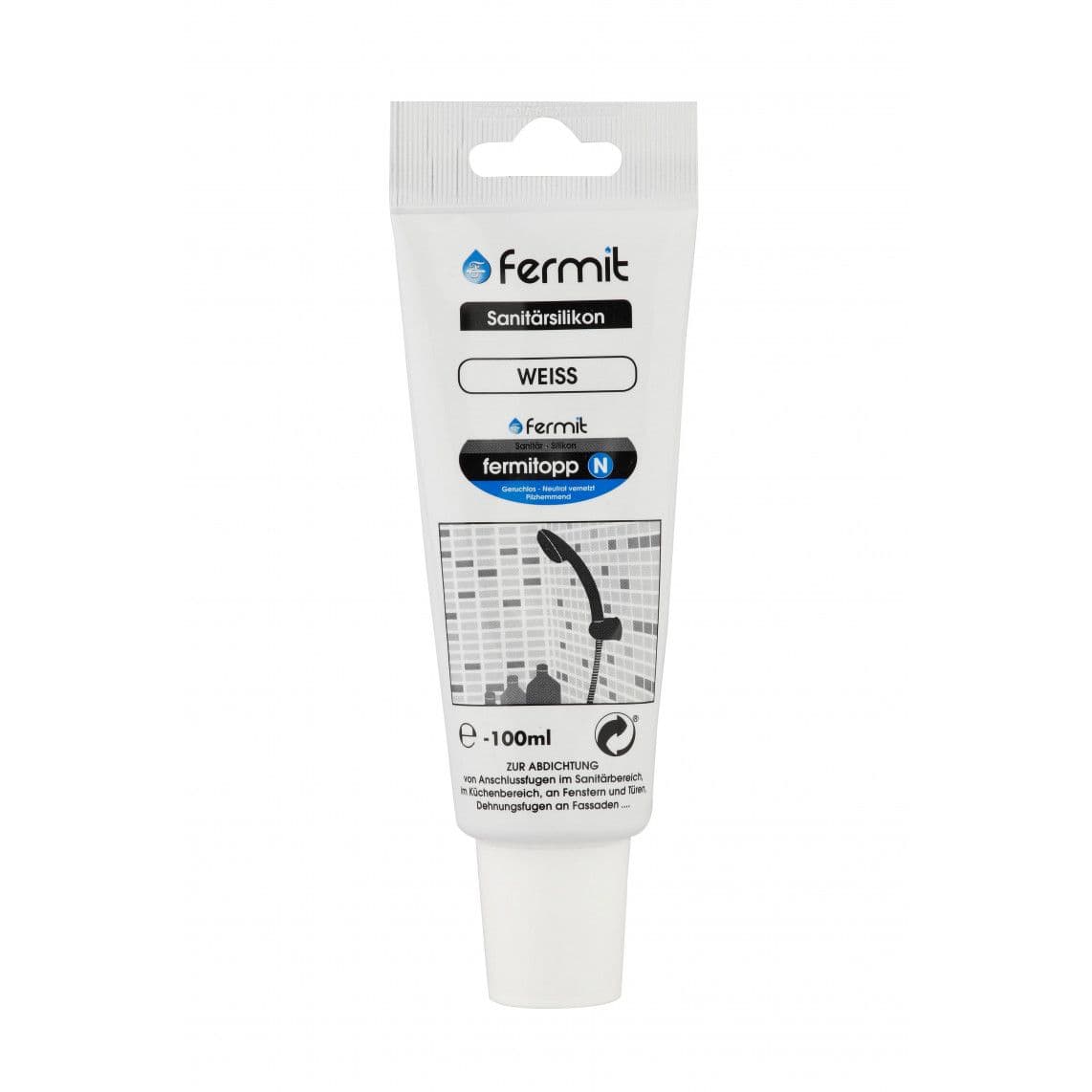 98690140 FERMIT Sanitair-Silicone, wit, 100 ml vue 1