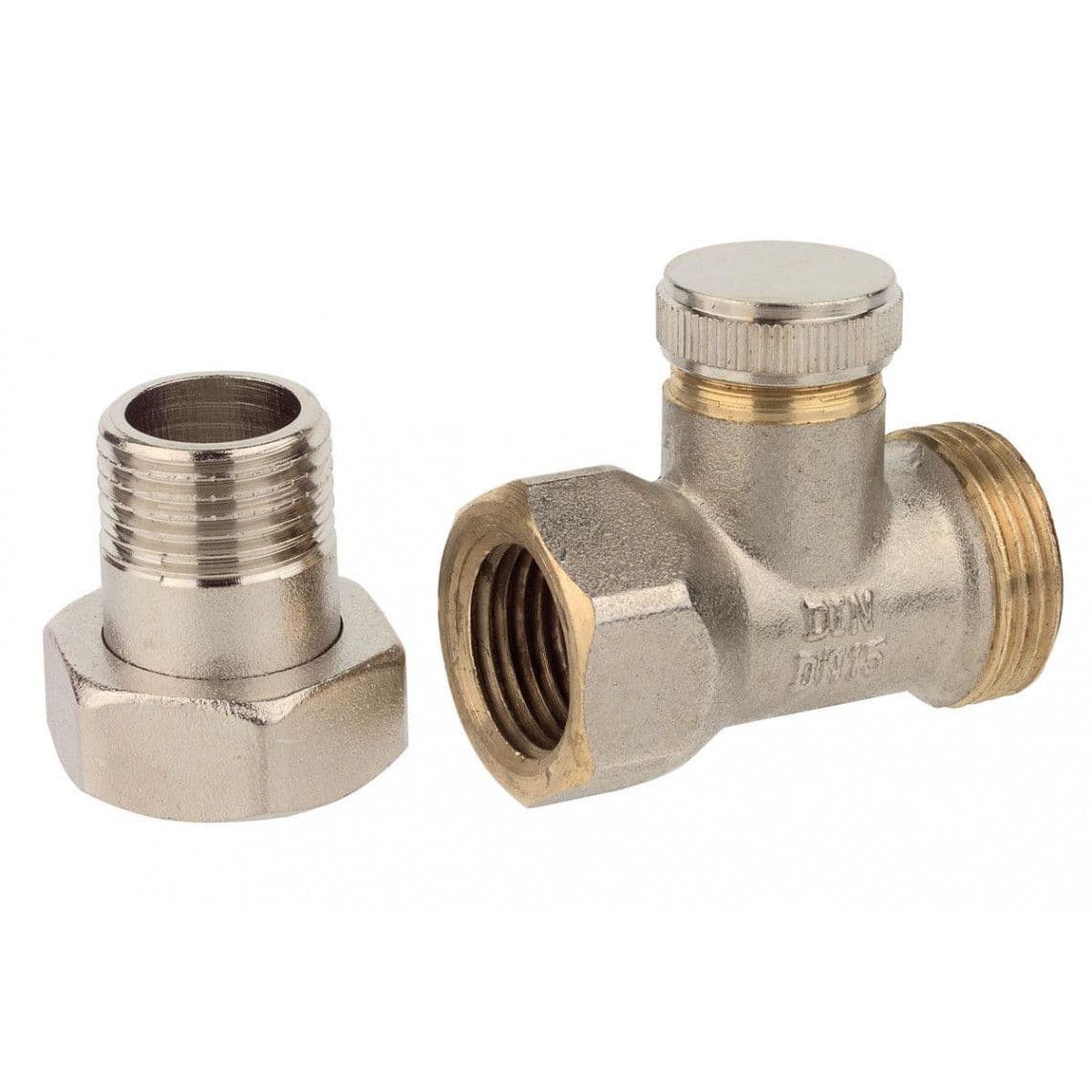 988532125 Radiator screw connection, nickel, 1/2", straight passage, lockable vue 1