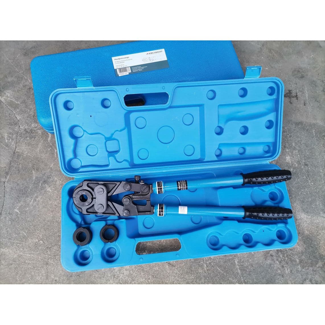 988883555 Hand press pliers, with inserts 16-20-26 mm, for multilayer pipe vue 1