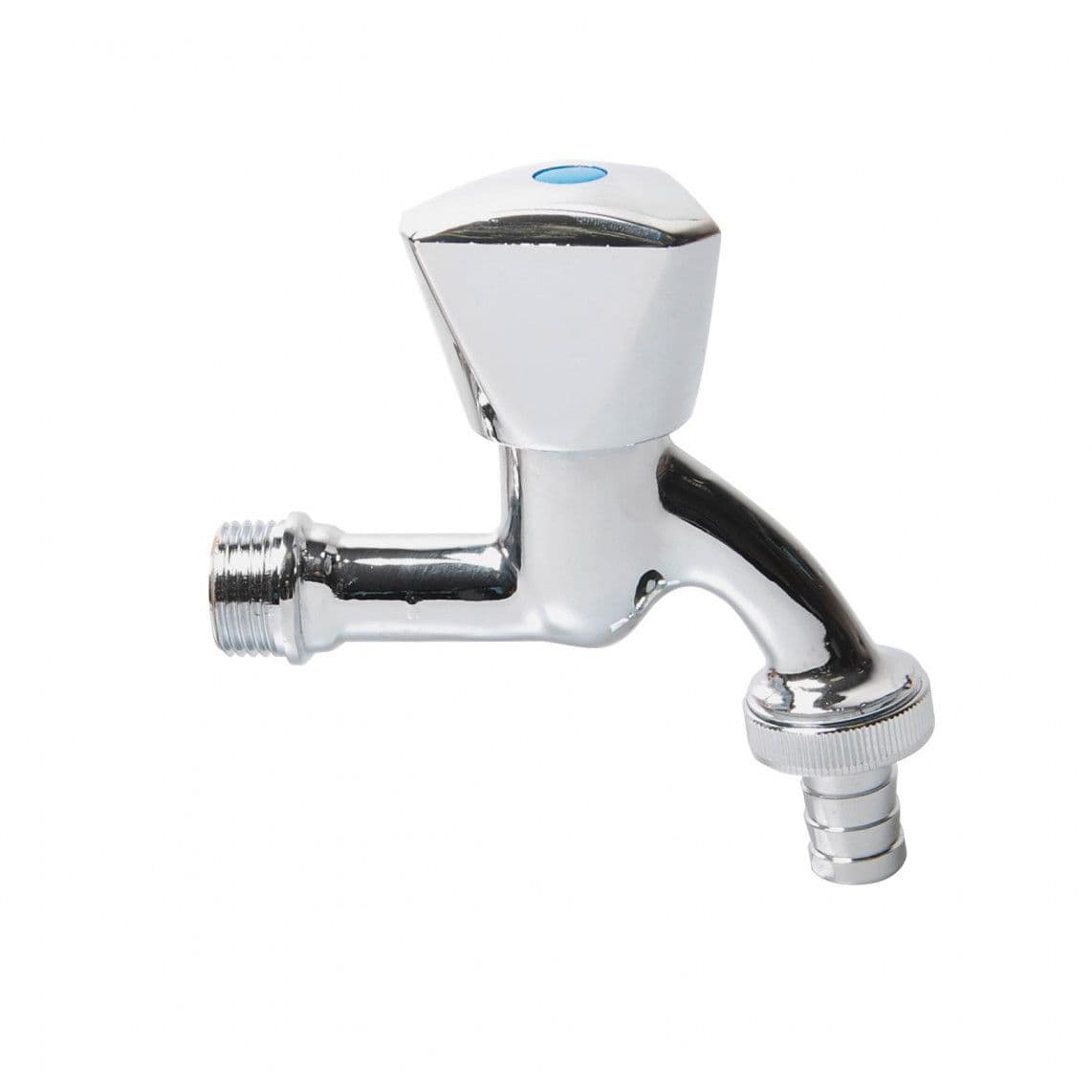 986170113 Outlet valve with dome handle, brass, chrome, 1/2" male x 3/4" male x 1/2" sleeve vue 1