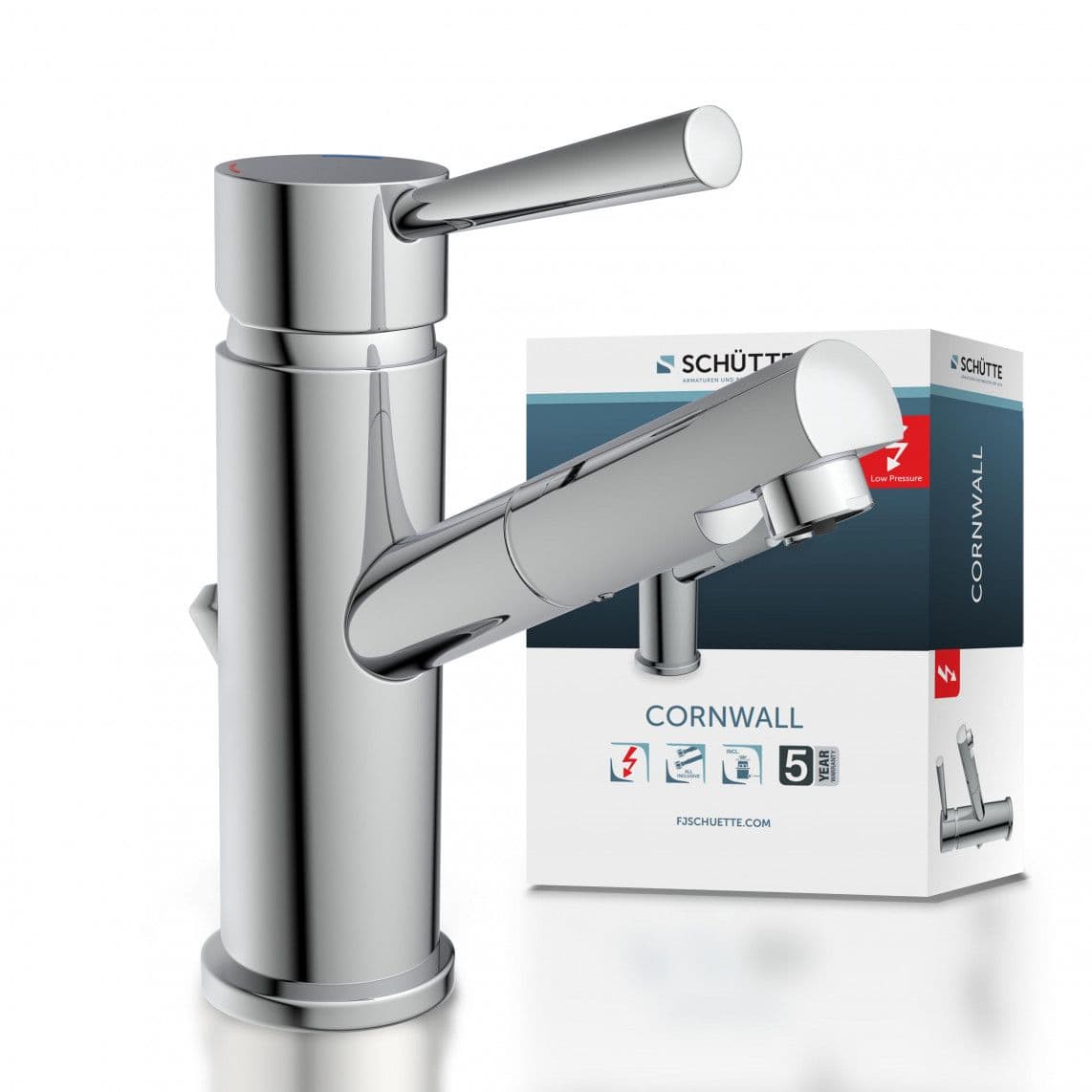 79101 CORNWALL Wash basin mixer low pressure, chrome vue 1