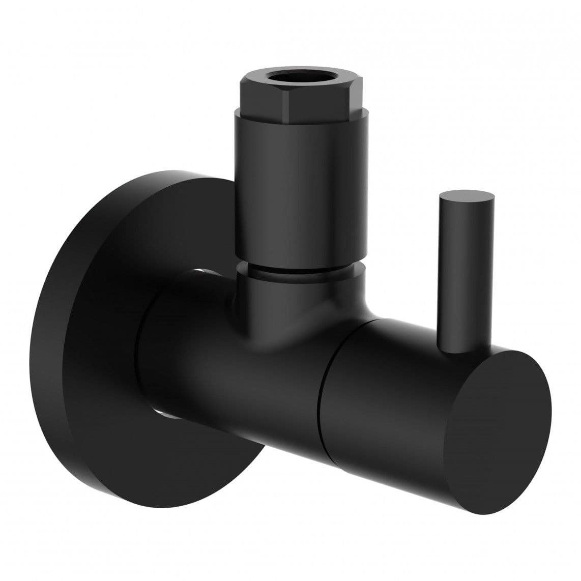 98166120 Angle valve, brass, black matt, 1/2"male x 10 mmQ, with rose vue 1