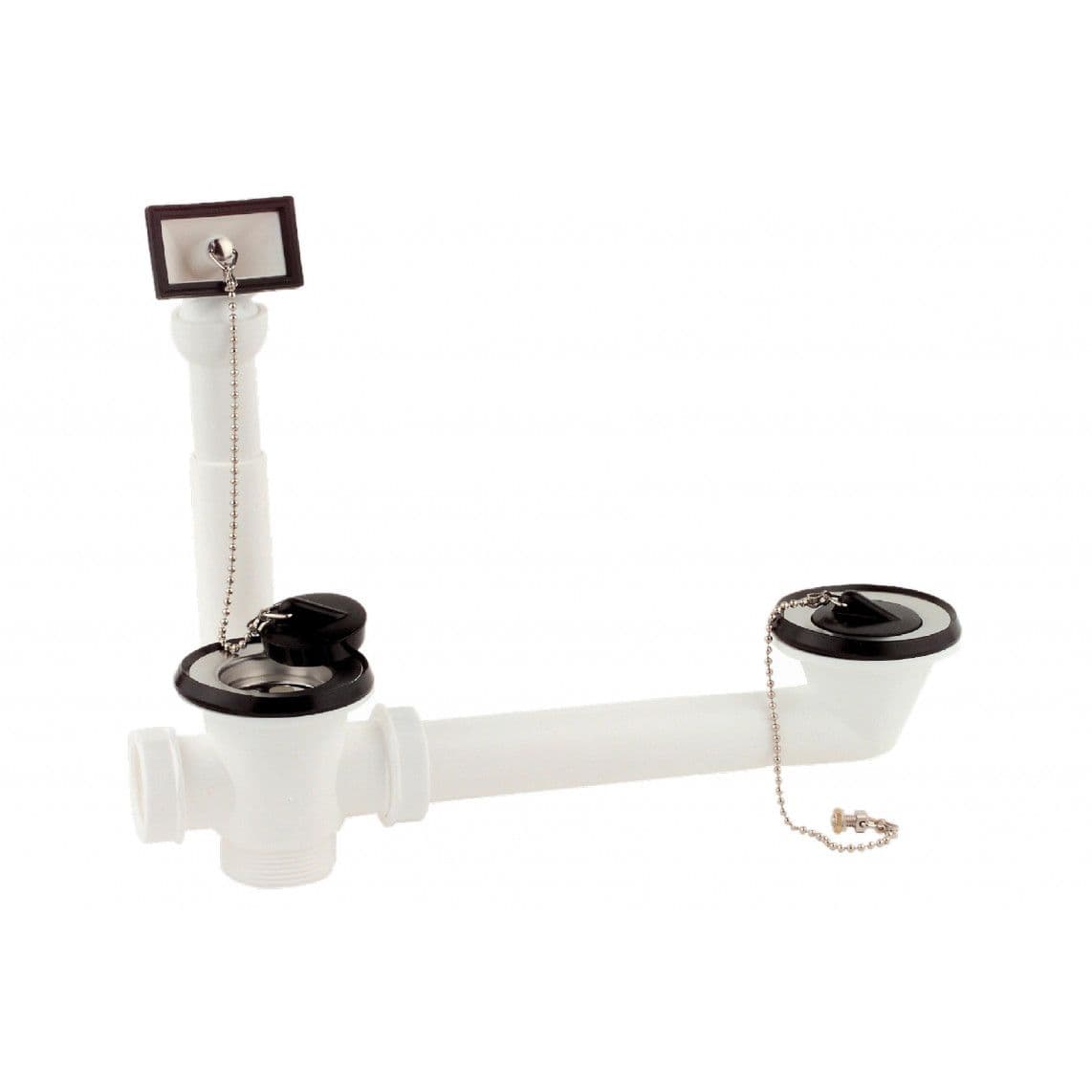 98834248 KS Évier double garniture de vidage et de trop plein, 1 1/2" M x 70 mm, réglable en hauteur, de trop plein sur le côté vue 1