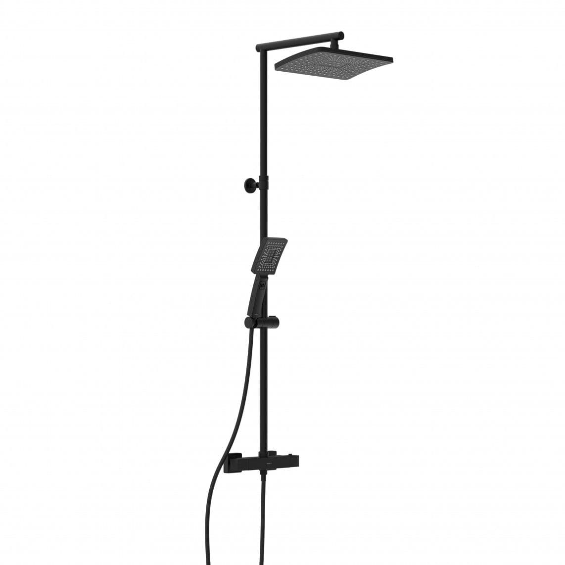 60170 TRENTO Overhead shower set, black matt, with thermostatic mixer vue 1