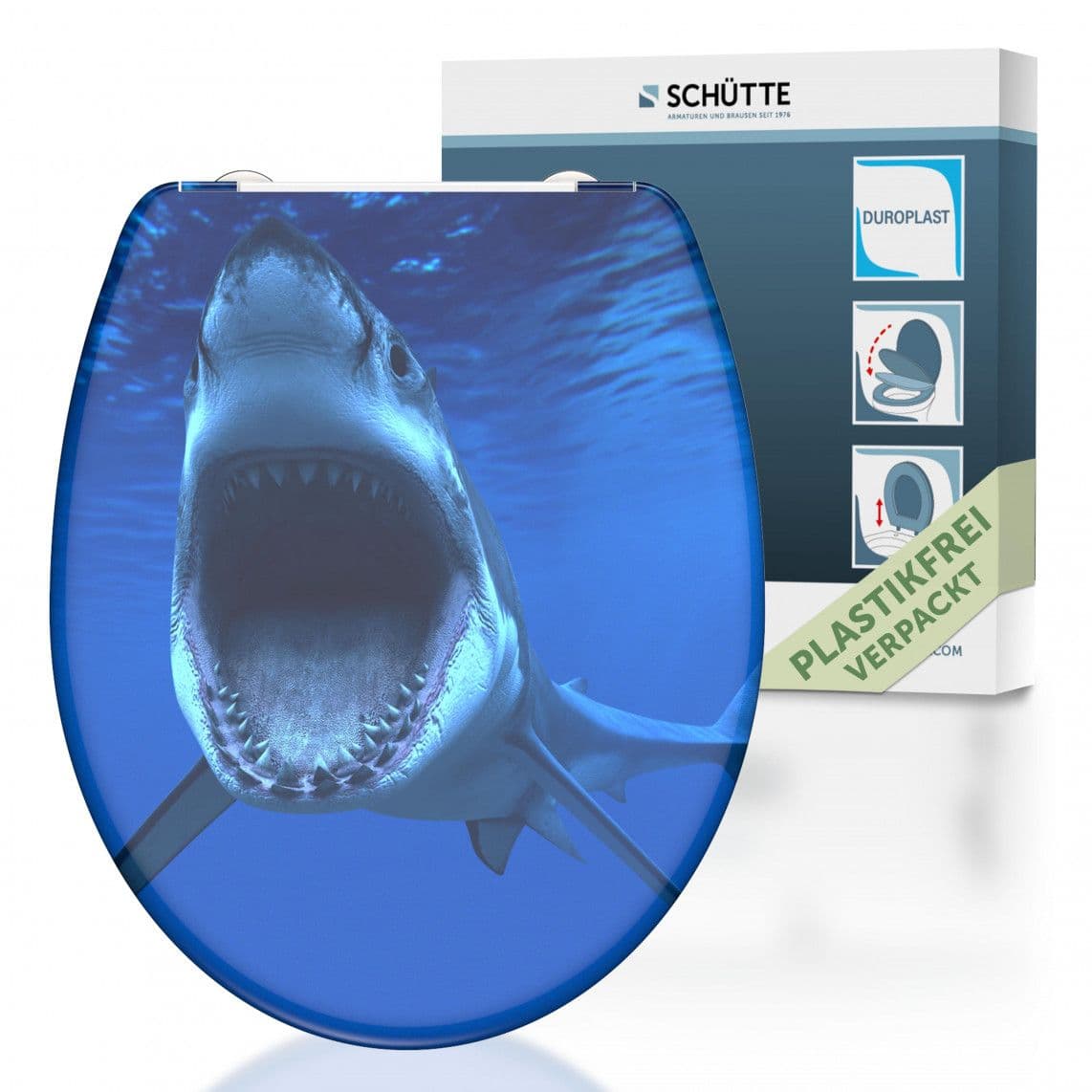 82371 Duroplast WC-zitting SHARK, met valrem en afneembaar vue 1