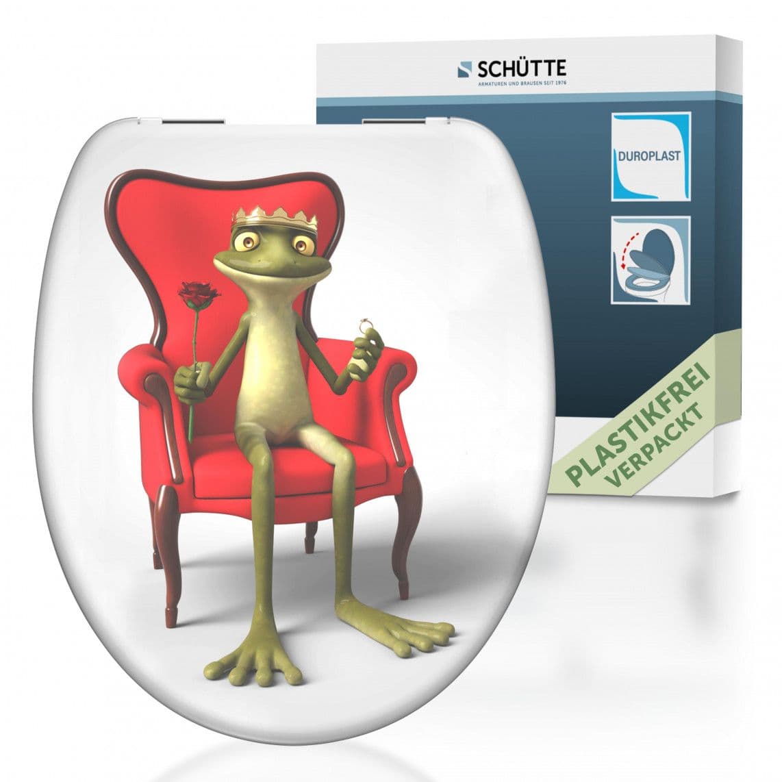 82190 Duroplast Toilet seat FROG KING, with soft close vue 1