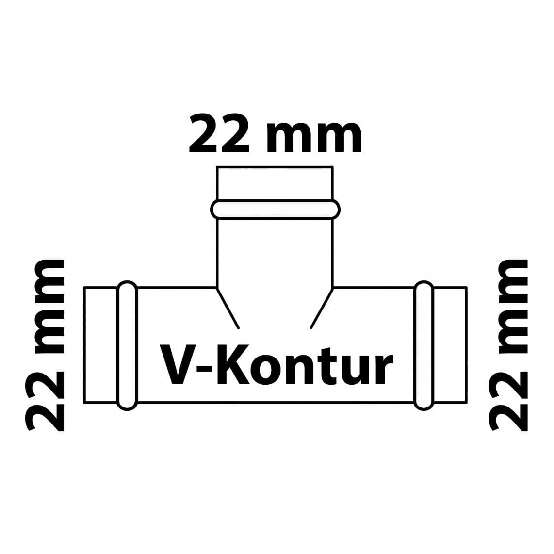 988617454 Tee piece, press fitting for copper V-profile, 22 mm, 3 sockets vue 1