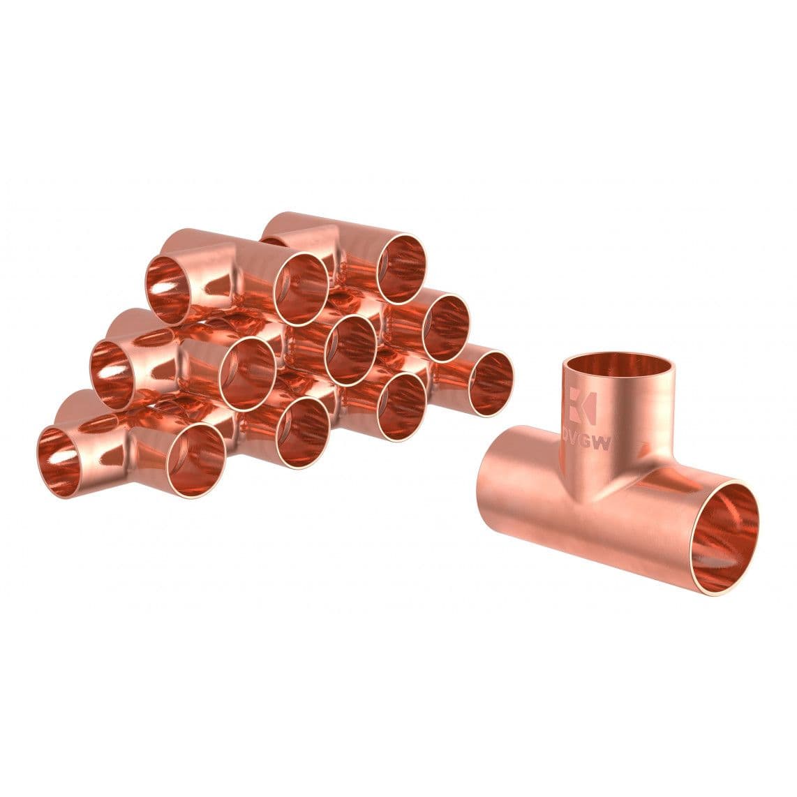 989049655 Tee piece, copper solder fitting, 22 mm, 3 sockets (10x) vue 1