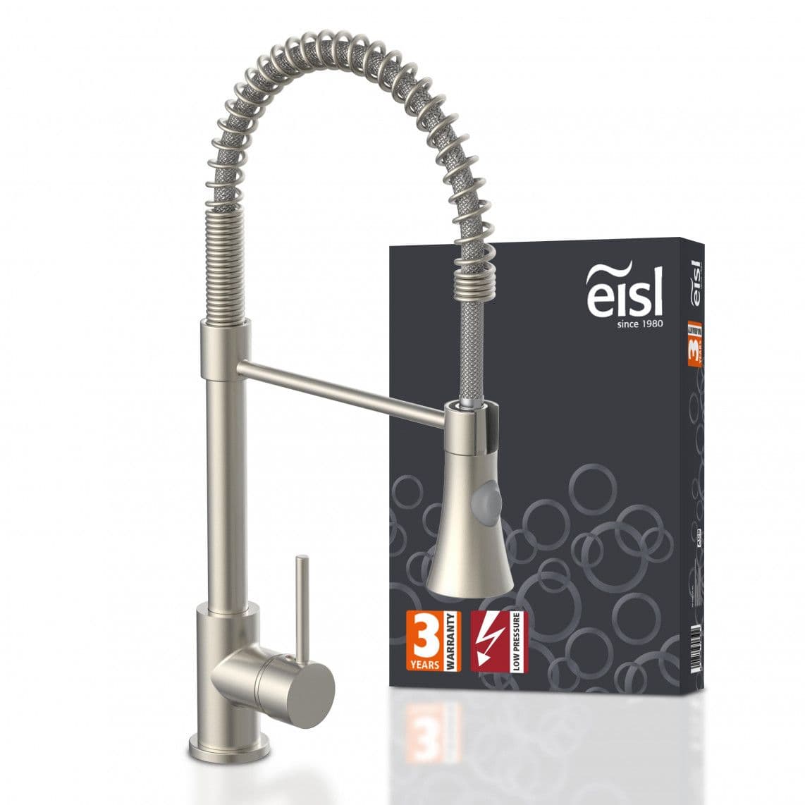 NI183ESCRNI-PR LEON Keukenkraan, RVS look, met uittrekbare vaatdouche vue 1