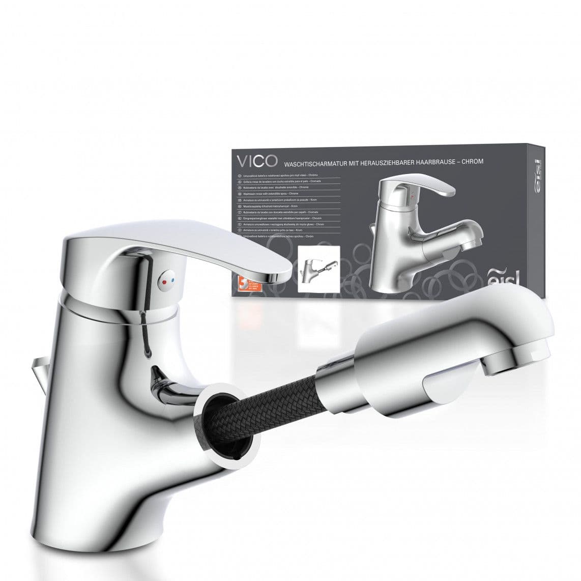 NI075TCO VICO Wash basin mixer, chrome, with pull-out sprayer vue 1