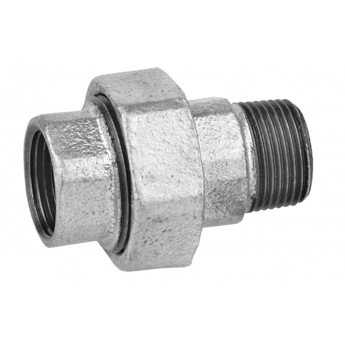 989832155 Screw connection, malleable galvanized, 3/4" female x 3/4" male, conical sealing vue 1